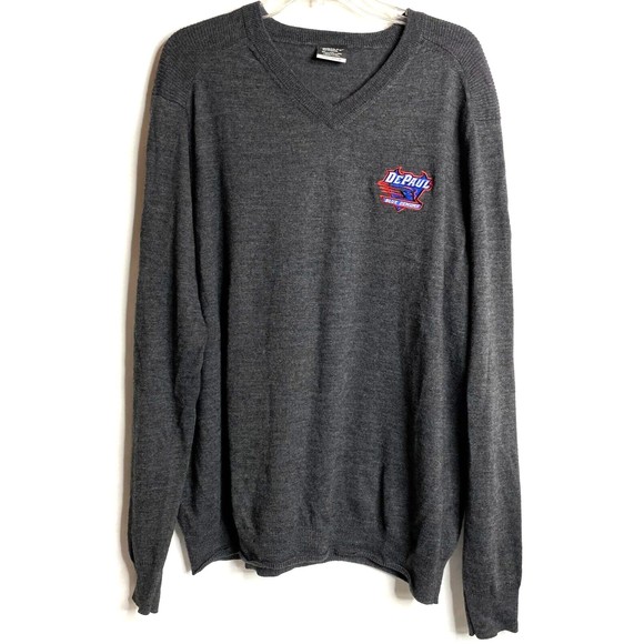 Nike Golf Tour Performance DePaul University Blue Demons Gray V-Neck Sweater 2XL - Picture 1 of 5